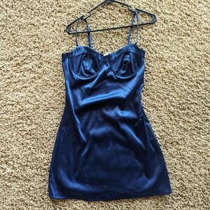 Blue satin mini dress